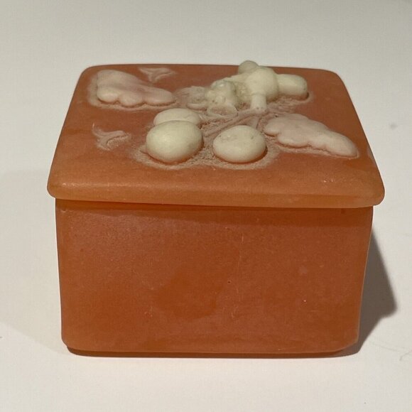 Incolay Square Trinket Jewelry Box Pink Teddy Bear Balloons 3D Vintage USA - Picture 6 of 10